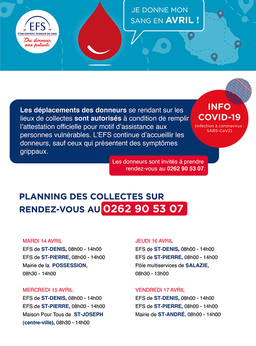 Don du sang : planning des collectes