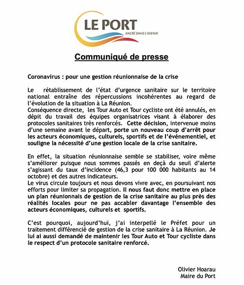 [Communiqué] Coronavirus : pour une gestion réunionnaise de la crise