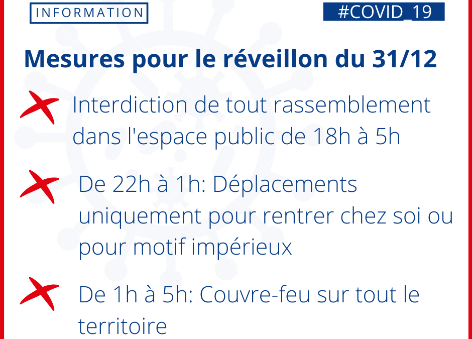 Covid-19: retrouvez les mesures annoncées par le Préfet pour la saint Sylvestre.