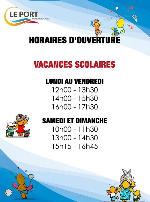 Vacances: horaires d’ouverture de la piscine