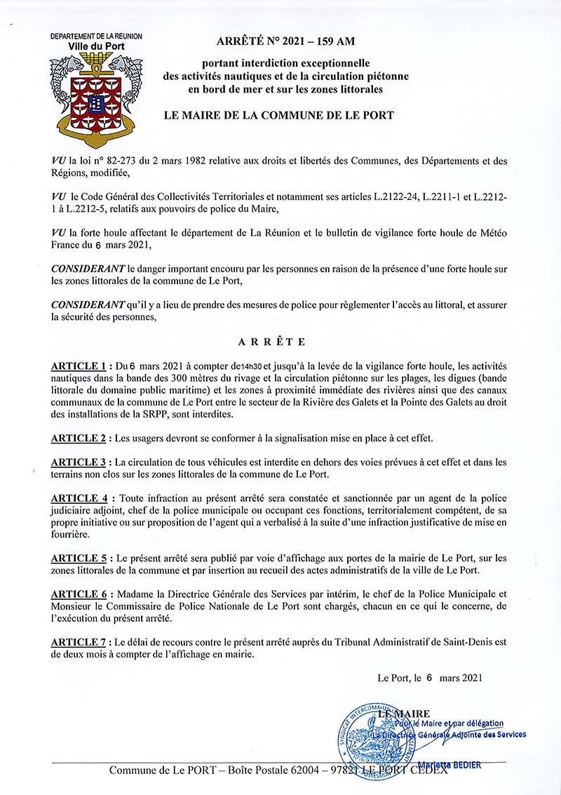 ARRETE FORTE HOULE