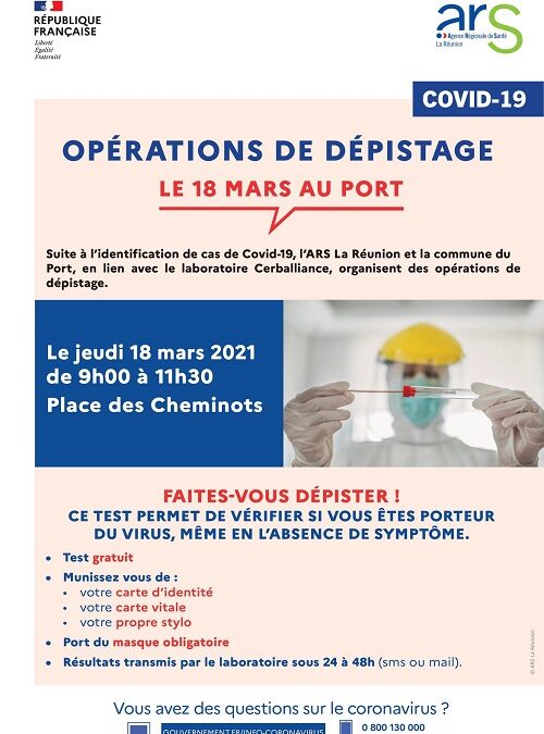 Covid-19 : dépistage gratuit, jeudi 18 place des Cheminots