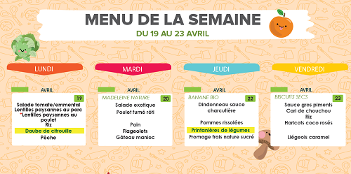 Restauration scolaire: menu de la cantine au Port