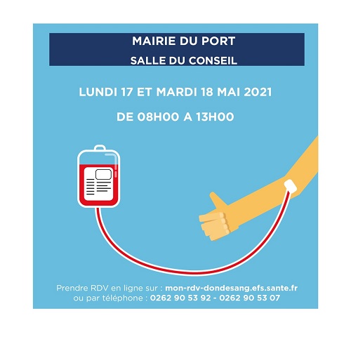 [Rappel] Collectes de sang les 17 et 18 mai au Port