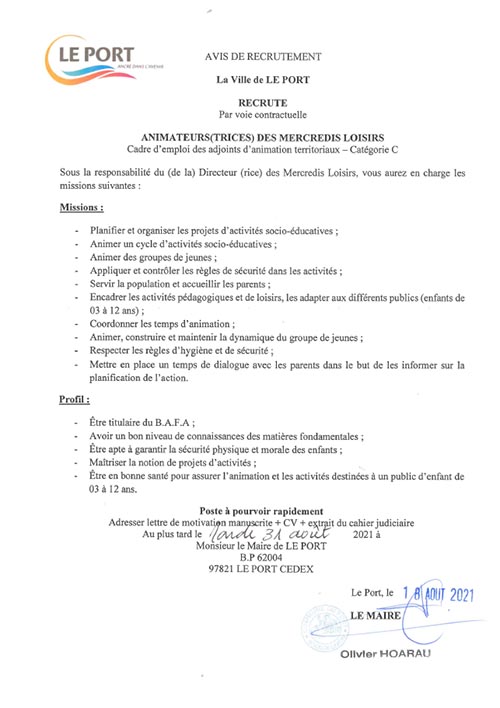 Avis de recrutement