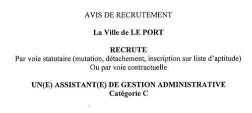Avis de recrutement